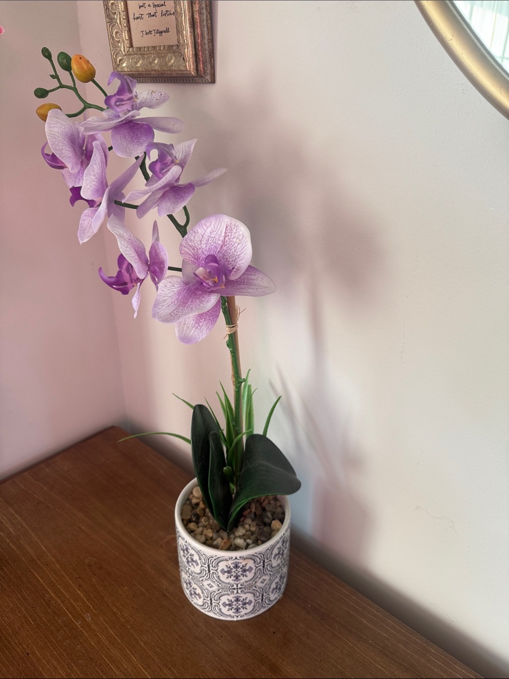 Artificial Purple Orchid in Decorative White Ceramic Pot - Home Accents
